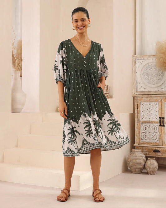 OASIS Midi Dress - Olive