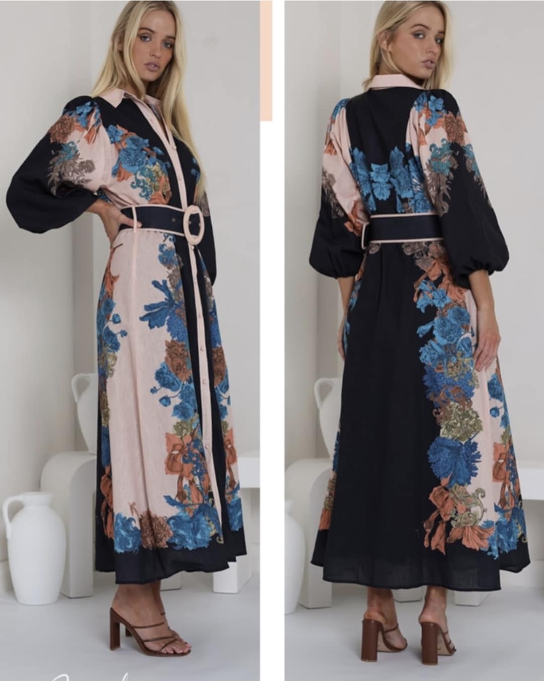 MIDNIGHT FLOWERS Maxi Dress